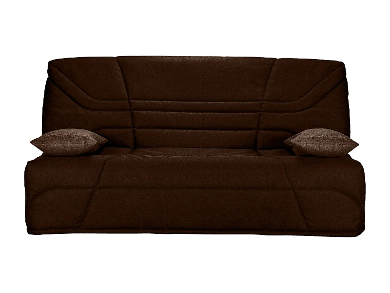 Banquette clic clac tissu 130x190 matelas Starbed 13cm avec coffre de rangement Raka-Couleur Marron