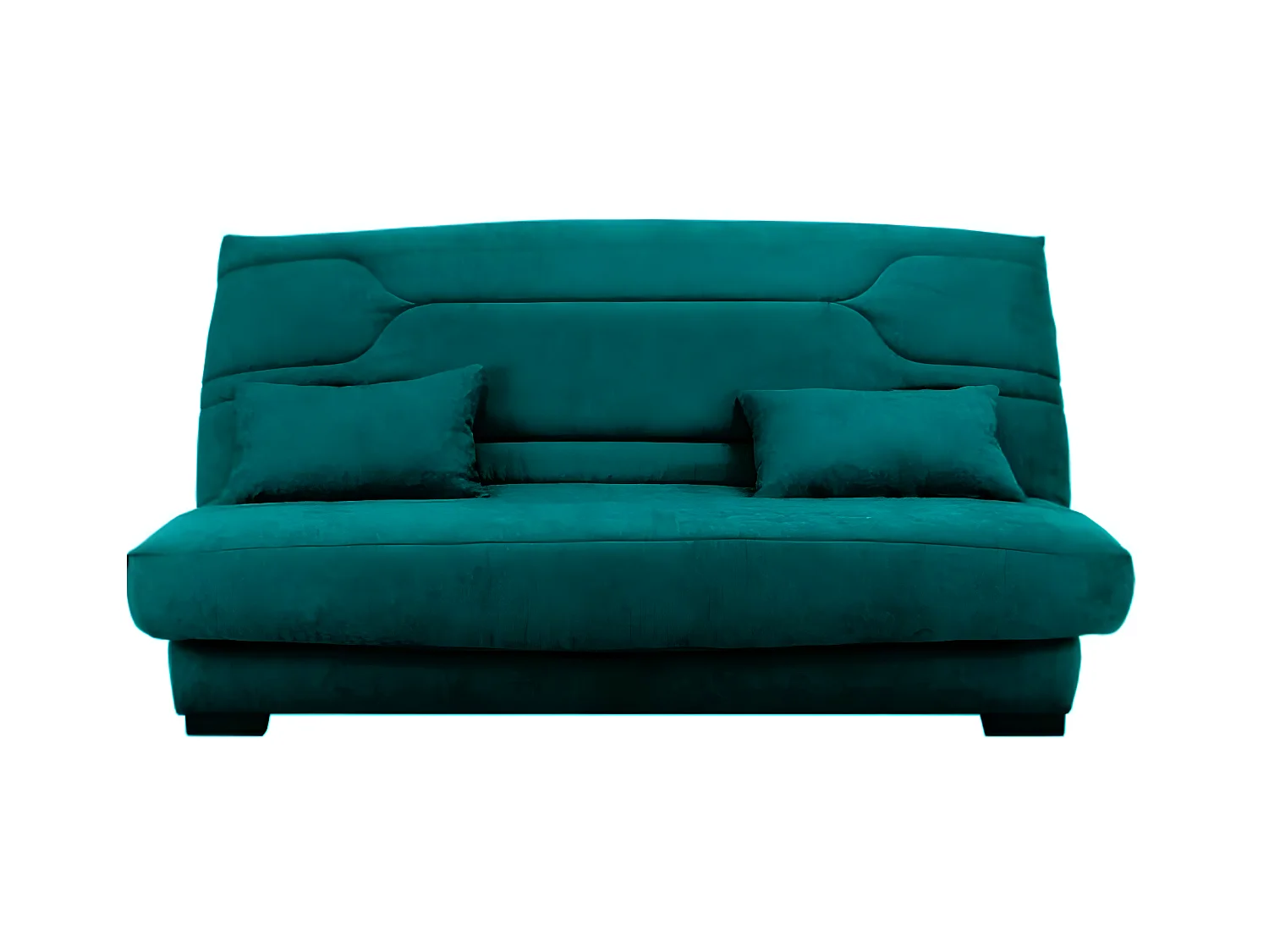 Canapé clic clac tissu avec rangement matelas Bultex 15cm Balkoa 207cm-Couleur Vert emeraude