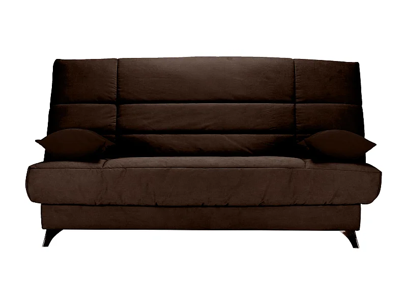 Banquette Clic-clac tissu 130x190 matelas Bultex 14cm avec rangement Belax-Couleur Marron