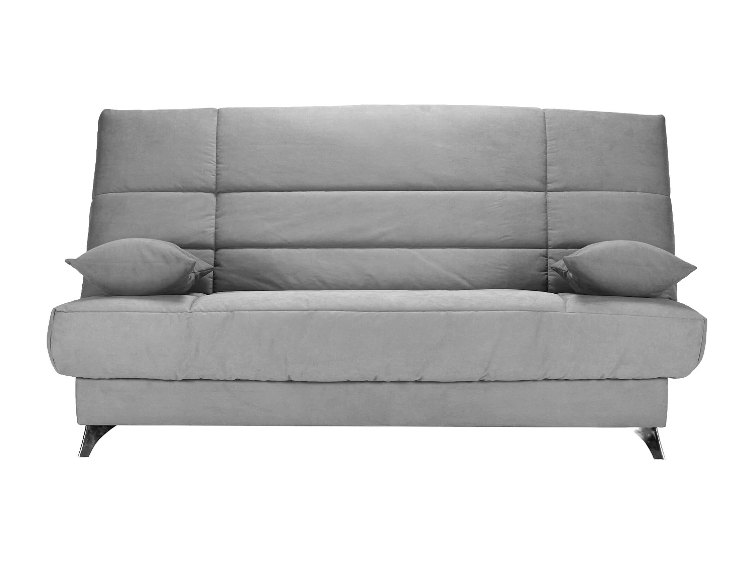 Banquette Clic-clac tissu 130x190 matelas Bultex 14cm avec rangement Belax-Couleur Gris clair chiné