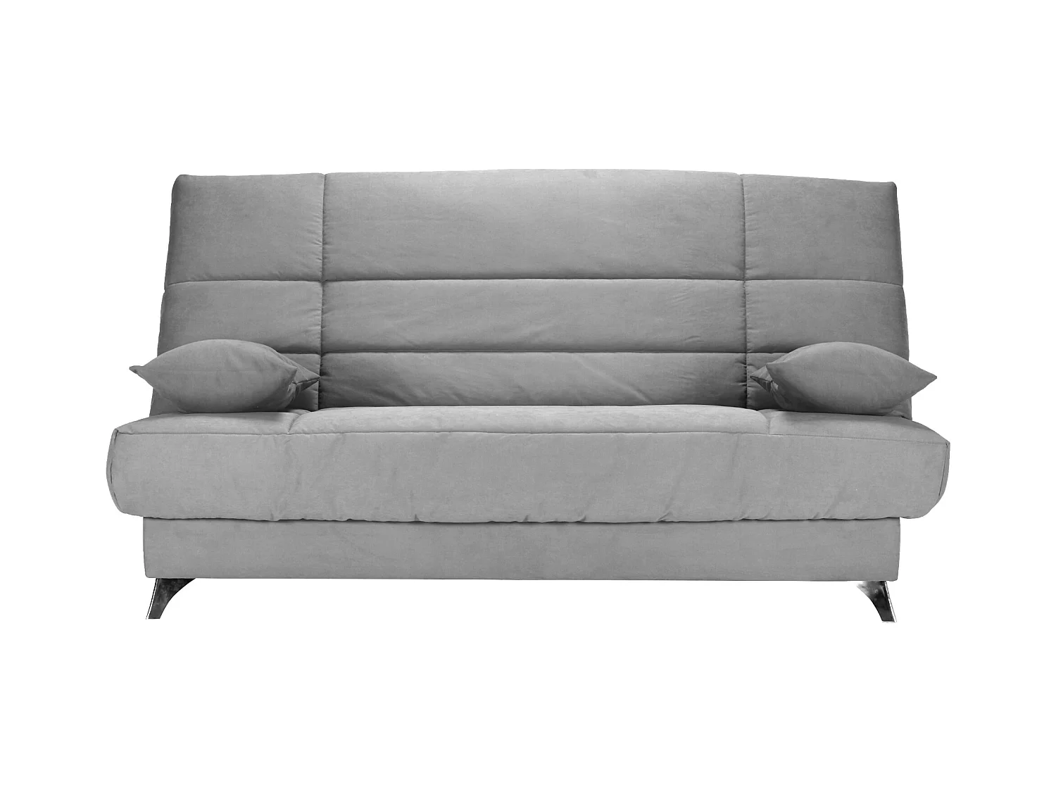 Banquette Clic-clac tissu 130x190 matelas Bultex 14cm avec rangement Belax-Couleur Gris clair chiné