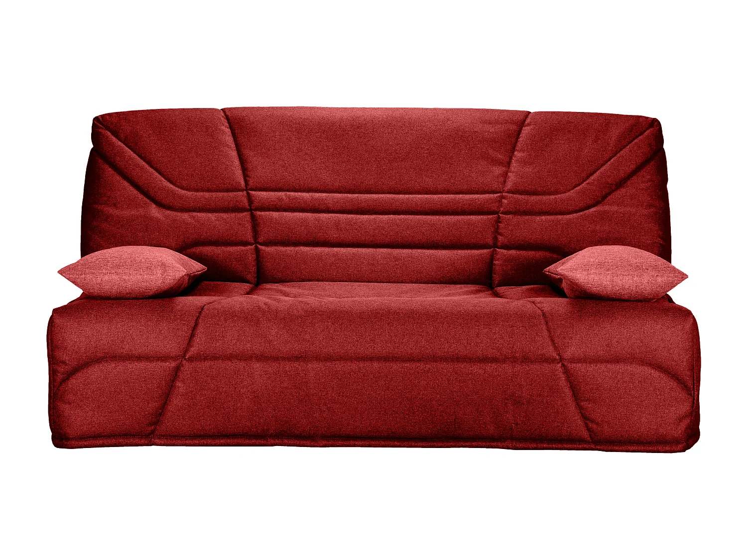 Banquette clic clac tissu 130x190 matelas Starbed 13cm avec coffre de rangement Raka-Couleur Rouge cerise