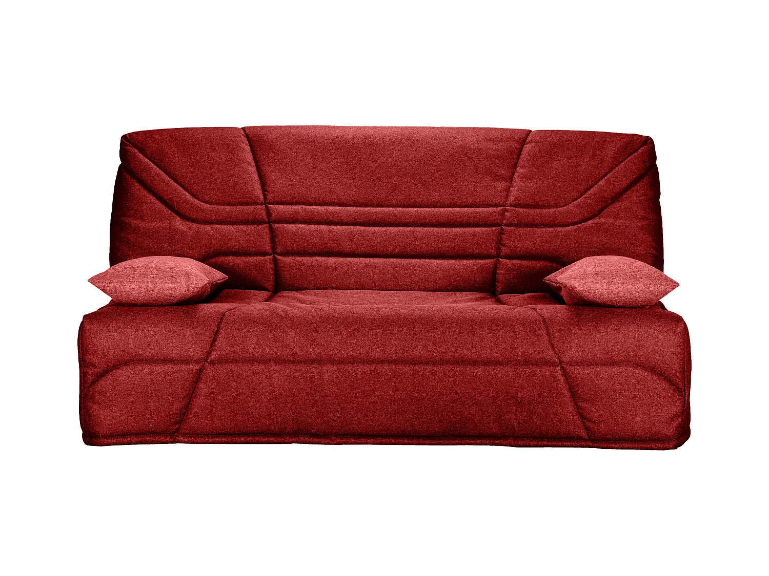 Banquette clic clac tissu 130x190 matelas Starbed 13cm avec coffre de rangement Raka-Couleur Rouge cerise