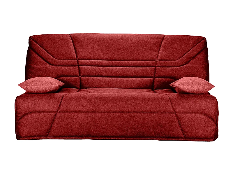 Banquette clic clac tissu 130x190 matelas Starbed 13cm avec coffre de rangement Raka-Couleur Rouge cerise
