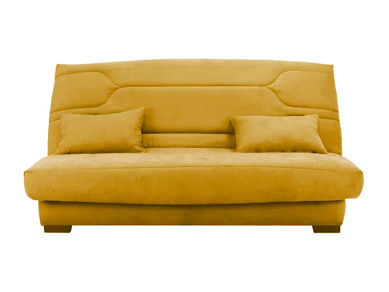 Canapé clic clac tissu avec rangement matelas Bultex 15cm Balkoa 207cm-Couleur Jaune curry