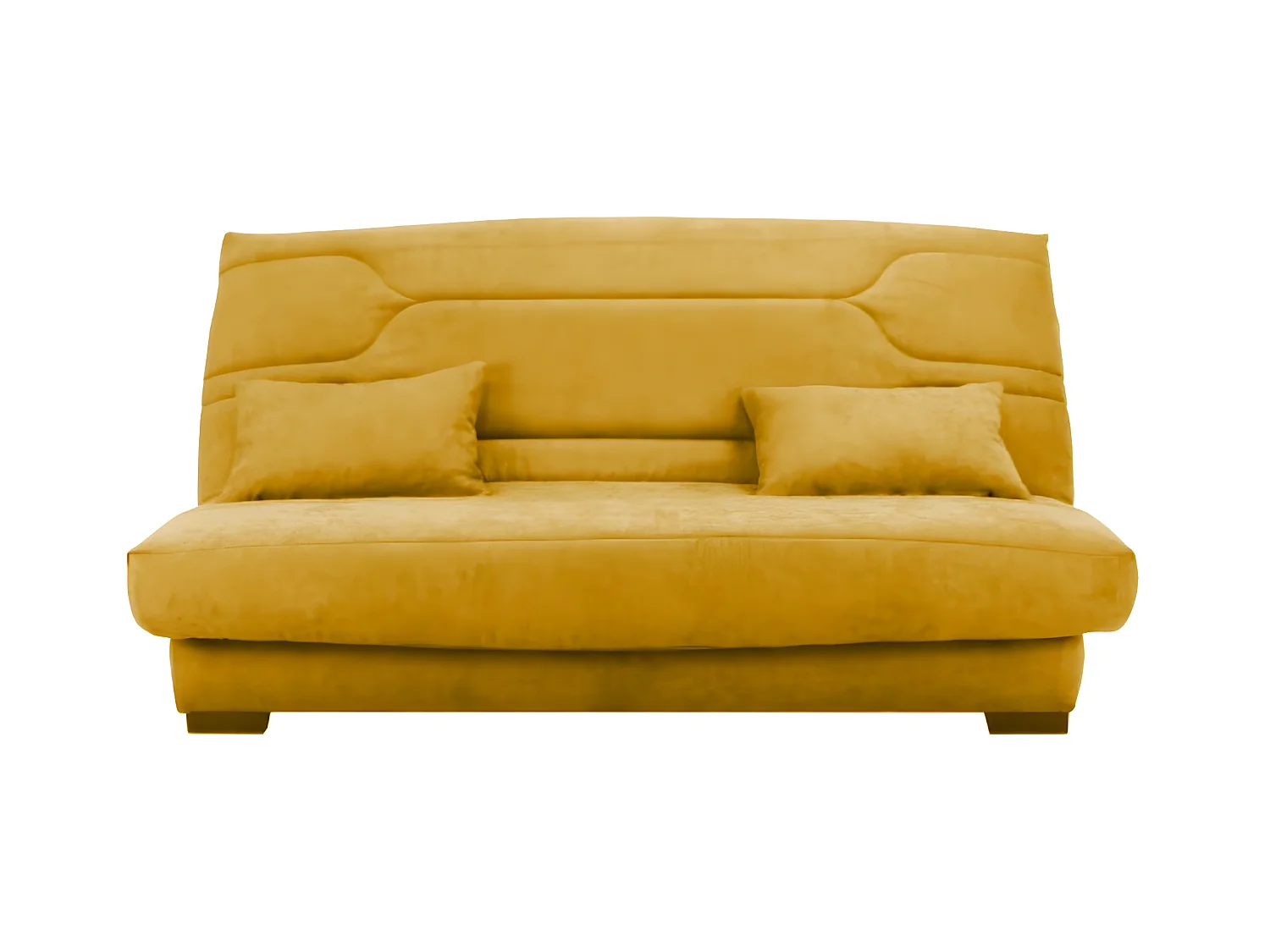 Canapé clic clac tissu avec rangement matelas Bultex 15cm Balkoa 207cm-Couleur Jaune curry