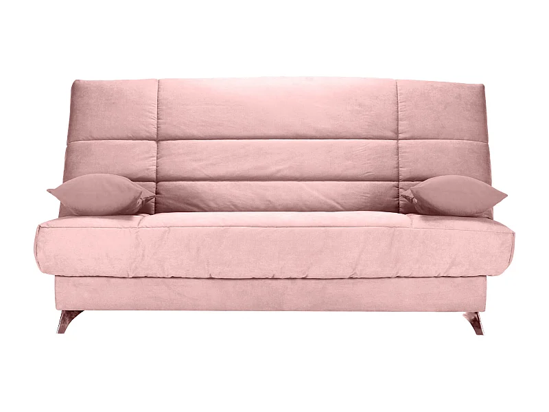 Banquette Clic-clac tissu 130x190 matelas Bultex 14cm avec rangement Belax-Couleur Rose clair