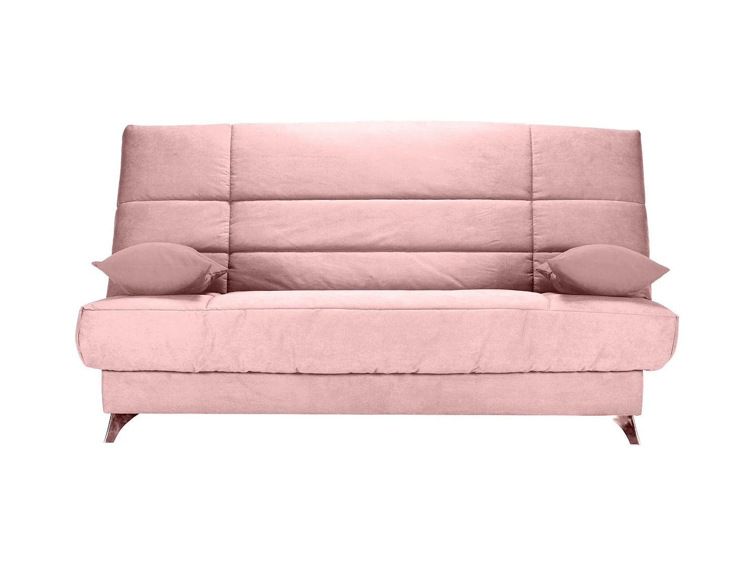 Banquette Clic-clac tissu 130x190 matelas Bultex 14cm avec rangement Belax-Couleur Rose clair