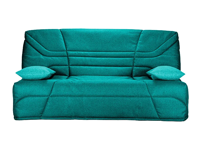 Banquette clic clac tissu 130x190 matelas Starbed 13cm avec coffre de rangement Raka-Couleur Bleu cyan