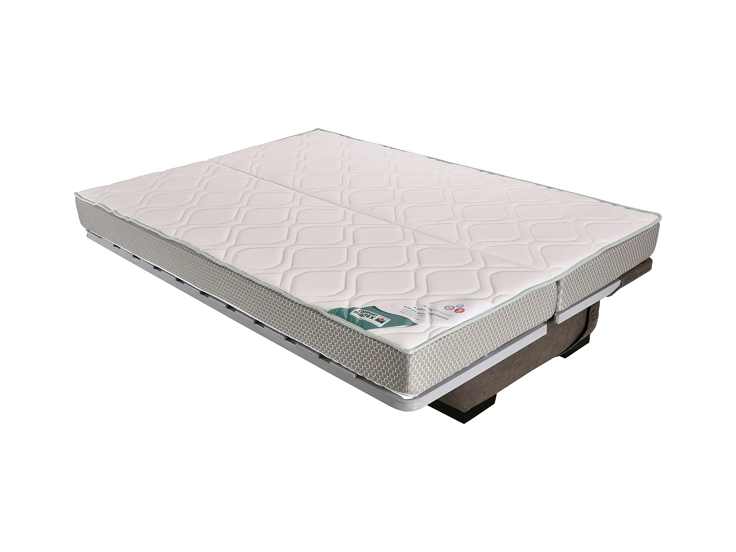 Canapé Clic Clac nouveau tissu avec coffre matelas Bultex 15cm Bianca 140x200-Couleur Gris foncé chiné