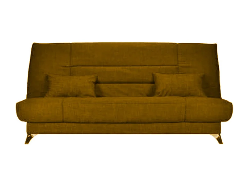 Banquette Clic-clac tissu 130x190 matelas Starflex 13cm avec rangement Kalix-Couleur Jaune miel