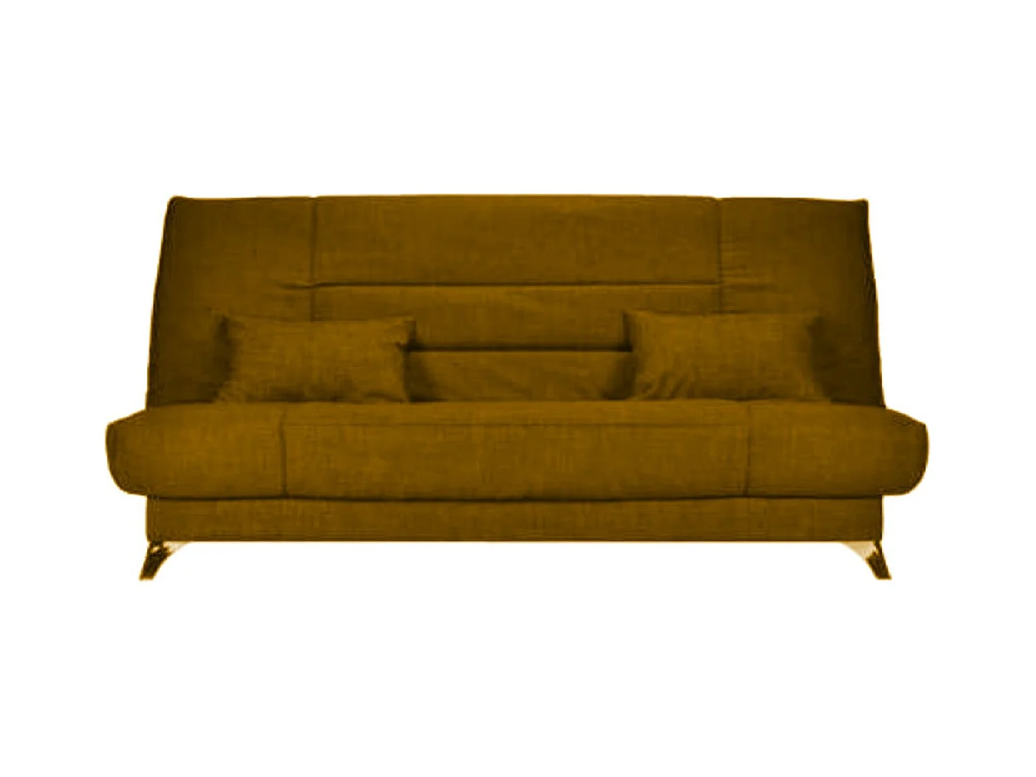 Banquette Clic-clac tissu 130x190 matelas Starflex 13cm avec rangement Kalix-Couleur Jaune miel