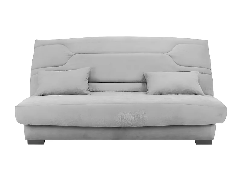 Canapé clic clac tissu avec rangement matelas Bultex 15cm Balkoa 207cm-Couleur Gris perle