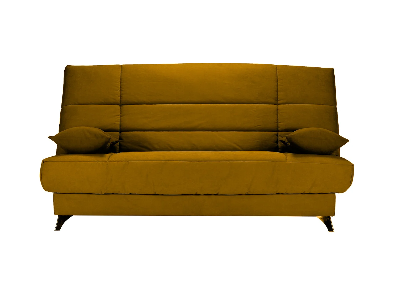 Banquette Clic-clac tissu 130x190 matelas Bultex 14cm avec rangement Belax-Couleur Jaune miel
