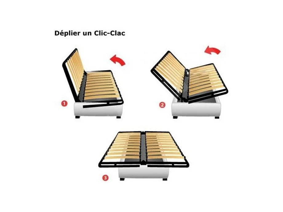 Canapé clic clac tissu avec rangement matelas Starlux 17cm Minel 207cm-Couleur Marron clair