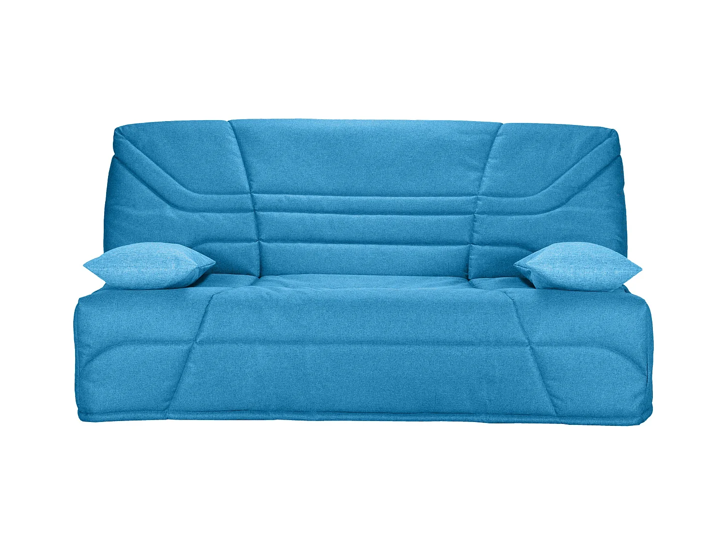 Banquette clic clac tissu 130x190 matelas Starbed 13cm avec coffre de rangement Raka-Couleur Bleu canard