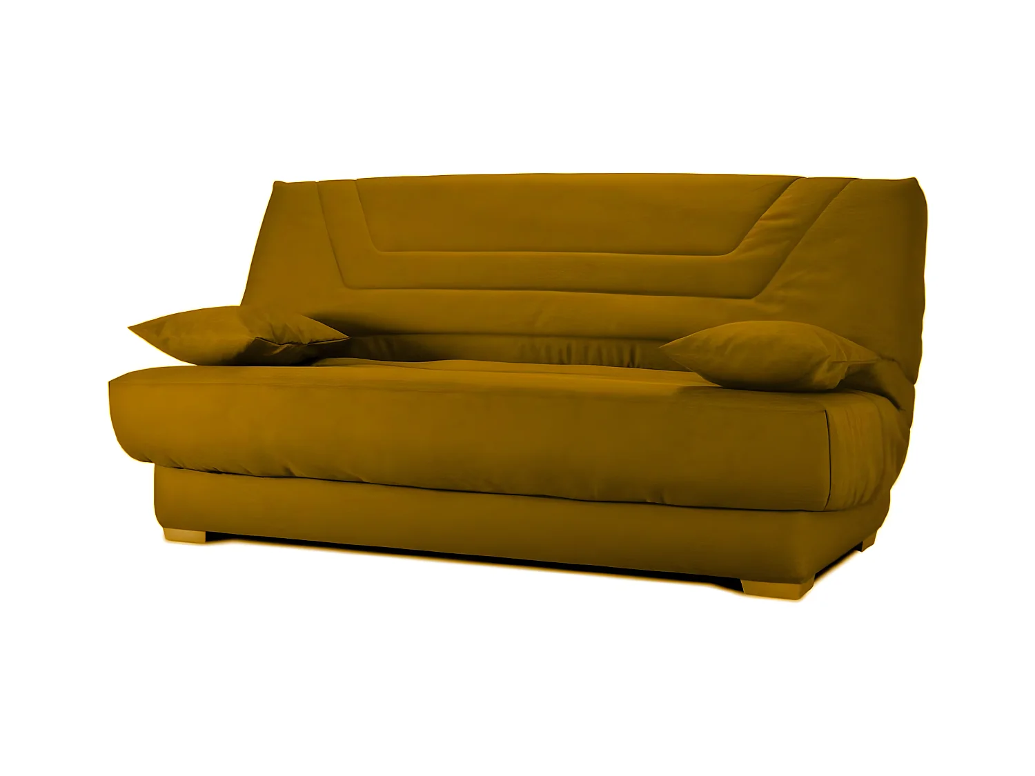 Canapé clic clac tissu avec rangement matelas Bultex 20cm Sabor 193cm-Couleur Jaune miel
