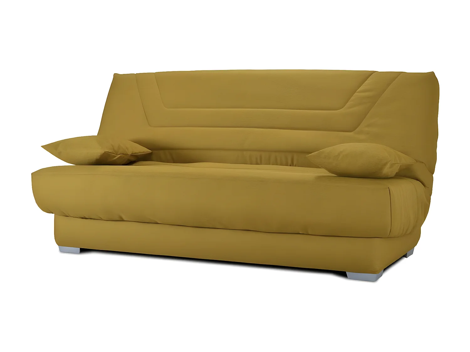 Canapé clic clac tissu avec rangement matelas Bultex 20cm Sabor 193cm-Couleur Marron Foncé