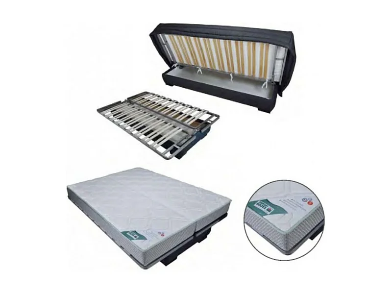 Stoffen slaapbank met Bultex matrasopberger 20 cm Sabor 193 cm-Kleur Donker bruin