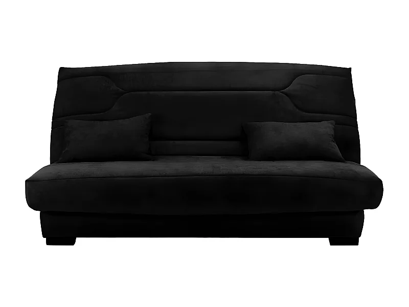 Canapé clic clac tissu avec rangement matelas Bultex 15cm Balkoa 207cm-Couleur Noir