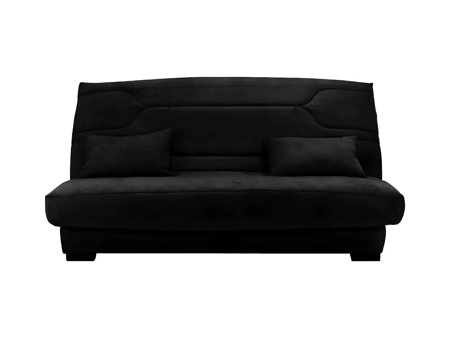 Canapé clic clac tissu avec rangement matelas Bultex 15cm Balkoa 207cm-Couleur Noir
