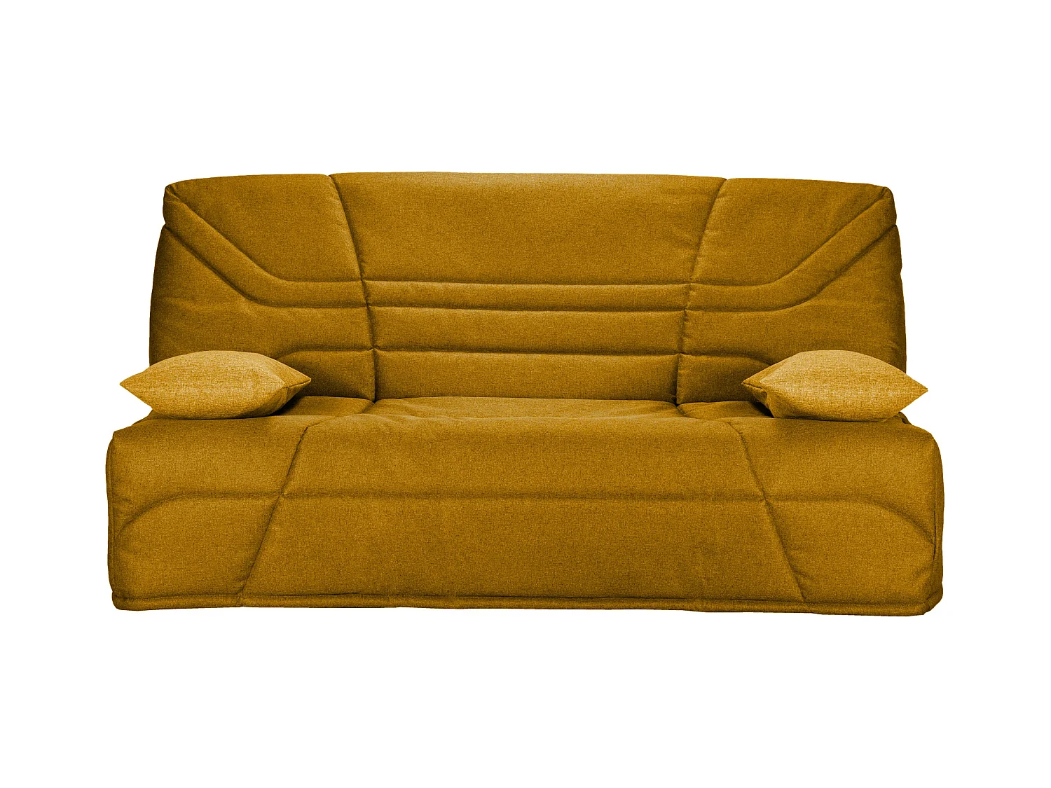 Banquette clic clac tissu 130x190 matelas Starbed 13cm avec coffre de rangement Raka-Couleur Jaune ambre