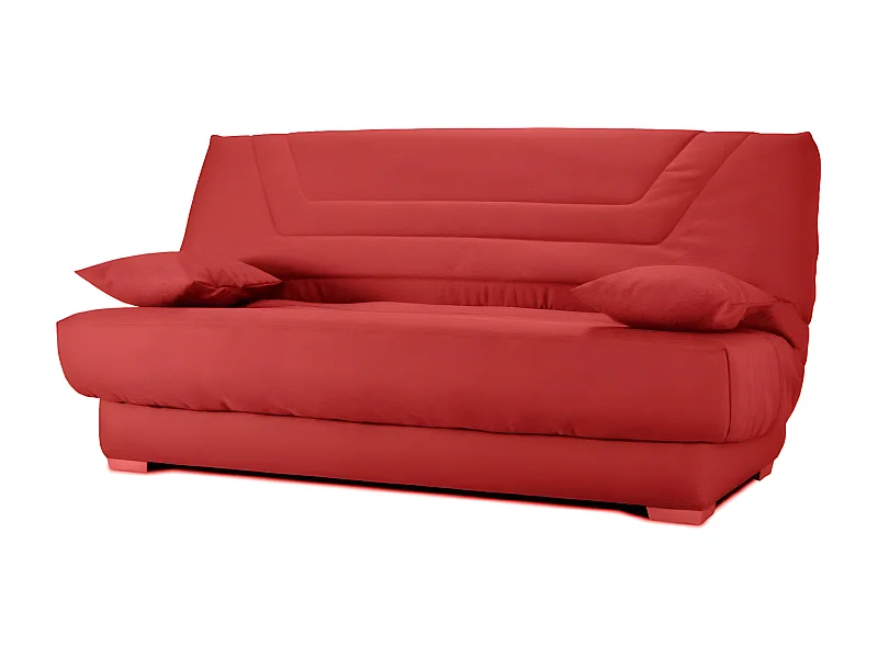 Canapé clic clac tissu avec rangement matelas Bultex 20cm Sabor 193cm-Couleur Rouge cerise