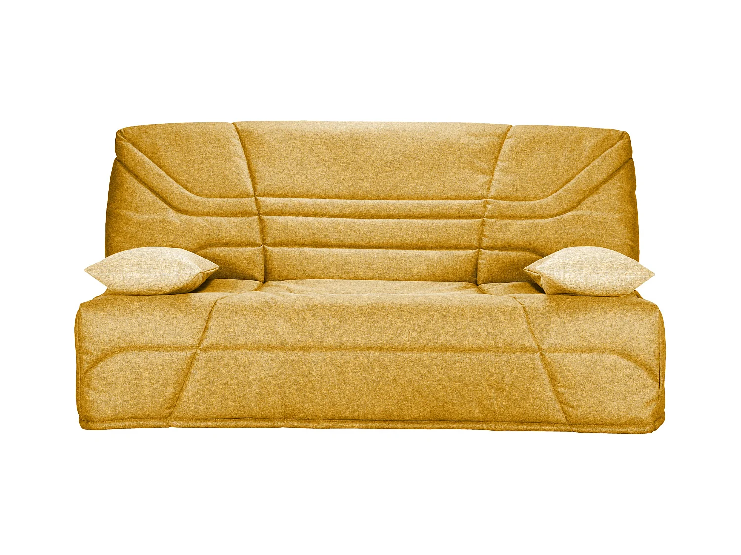 Banquette clic clac tissu 130x190 matelas Starbed 13cm avec coffre de rangement Raka-Couleur Jaune curry