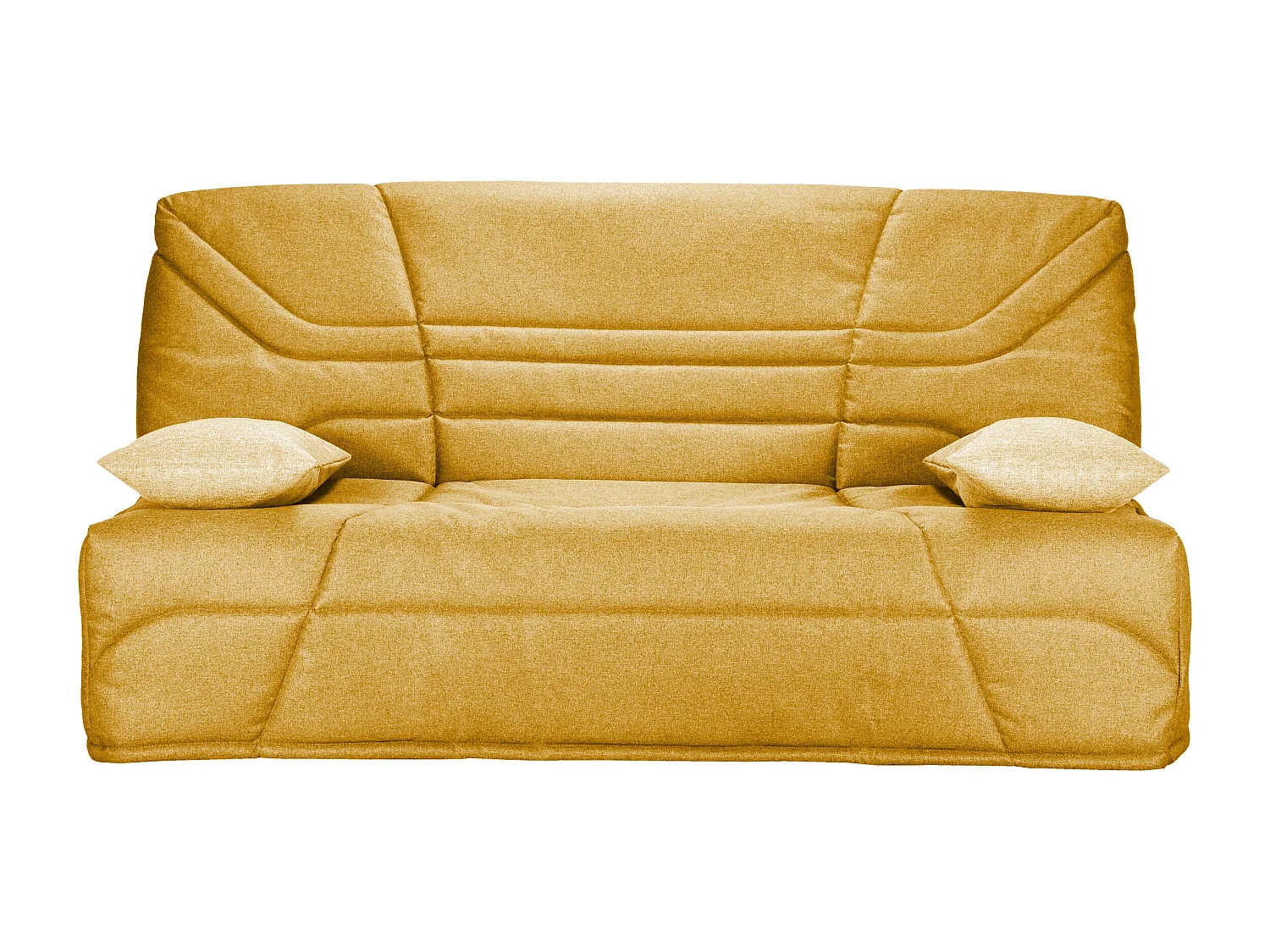 Banquette clic clac tissu 130x190 matelas Starbed 13cm avec coffre de rangement Raka-Couleur Jaune curry