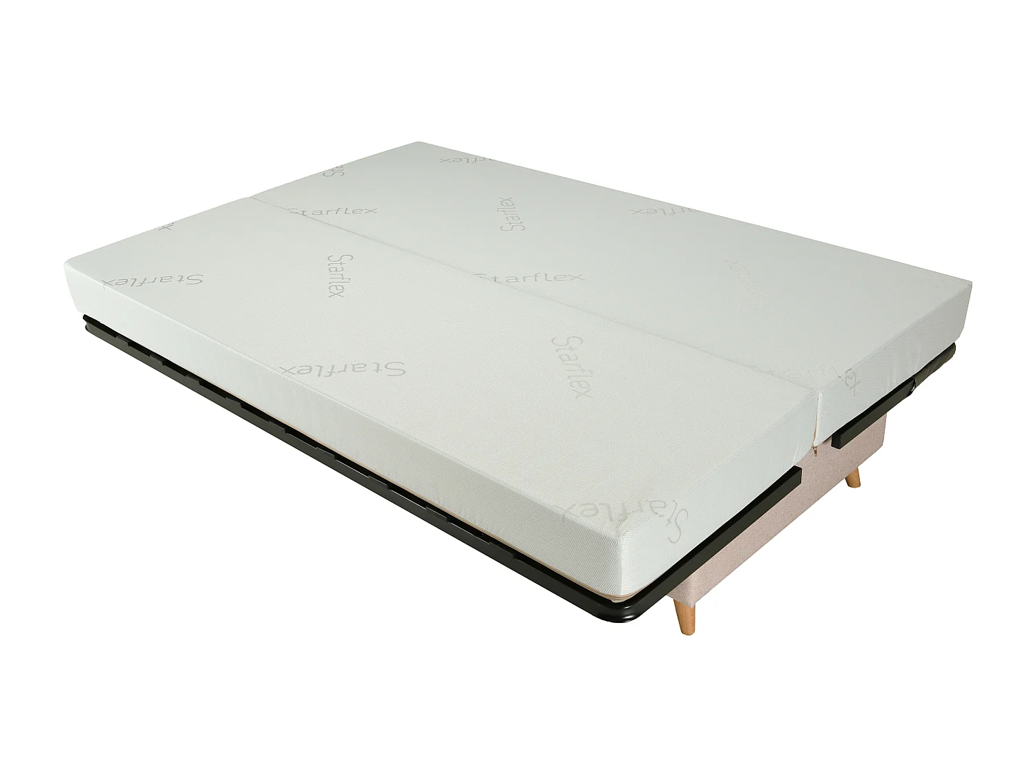 Clic-clac stoffen bank 130x190 cm Starflex matras 13 cm met Kalix opbergruimte-Kleur Ambergeel