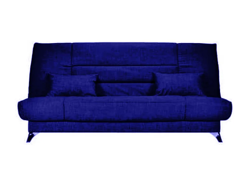Banquette Clic-clac tissu 130x190 matelas Starflex 13cm avec rangement Kalix-Couleur Bleu nuit