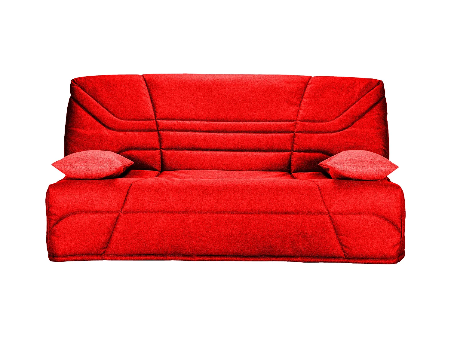 Banquette clic clac tissu 130x190 matelas Starbed 13cm avec coffre de rangement Raka-Couleur Rouge