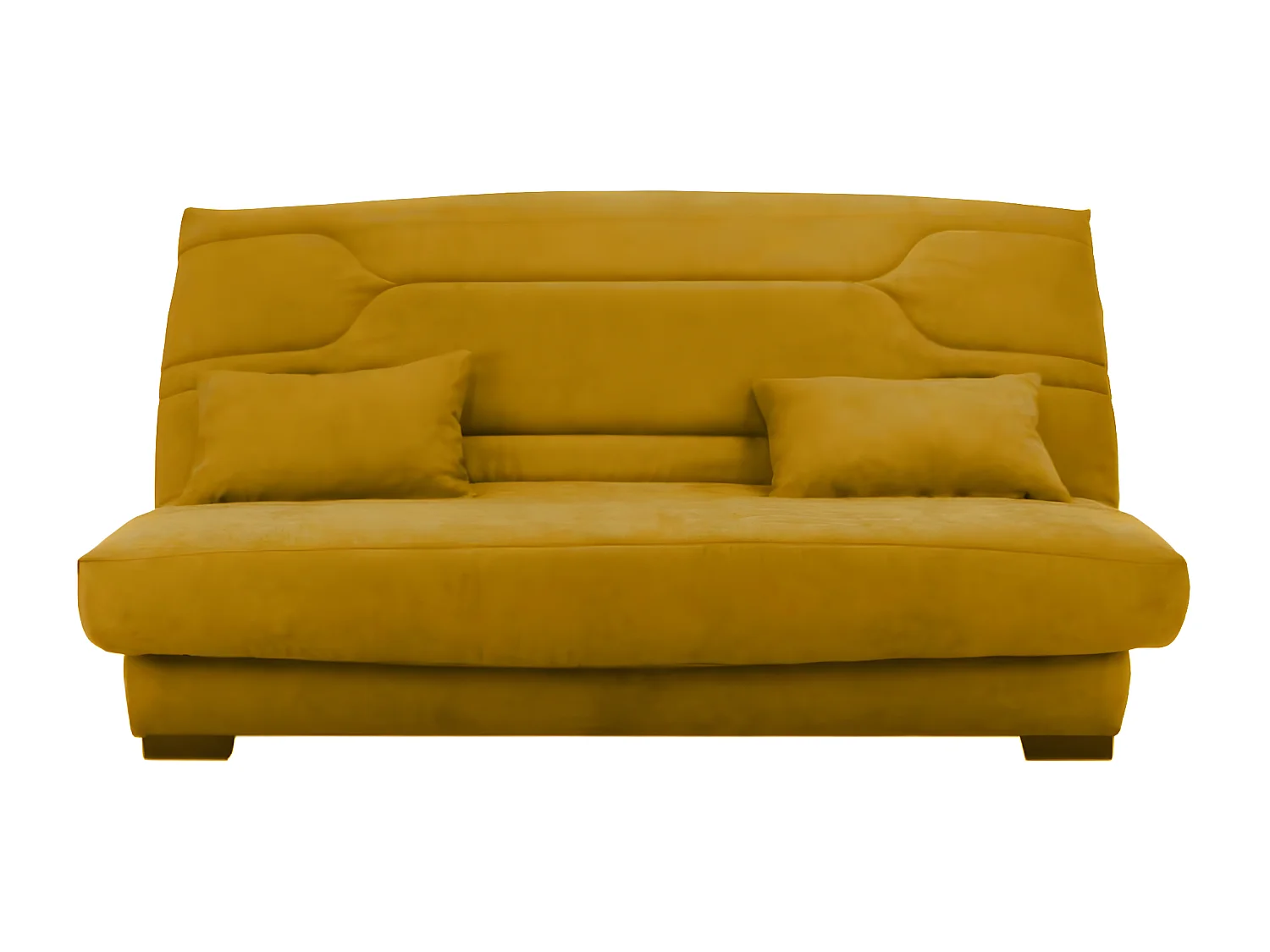 Canapé clic clac tissu avec rangement matelas Bultex 15cm Balkoa 207cm-Couleur Jaune ambre