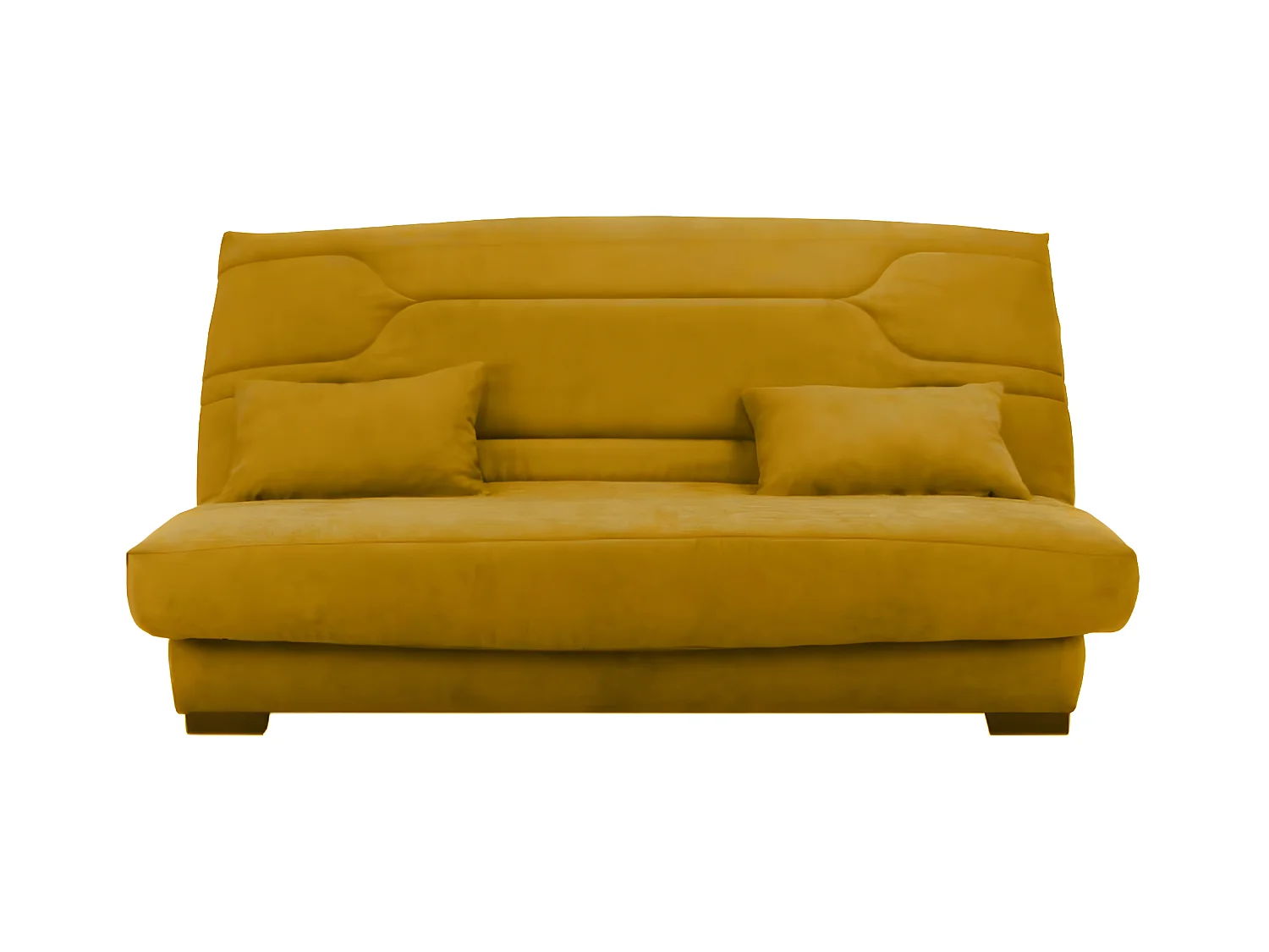 Canapé clic clac tissu avec rangement matelas Bultex 15cm Balkoa 207cm-Couleur Jaune ambre