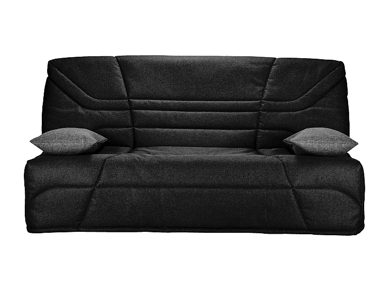 Banquette clic clac tissu 130x190 matelas Starbed 13cm avec coffre de rangement Raka-Couleur Gris foncé chiné