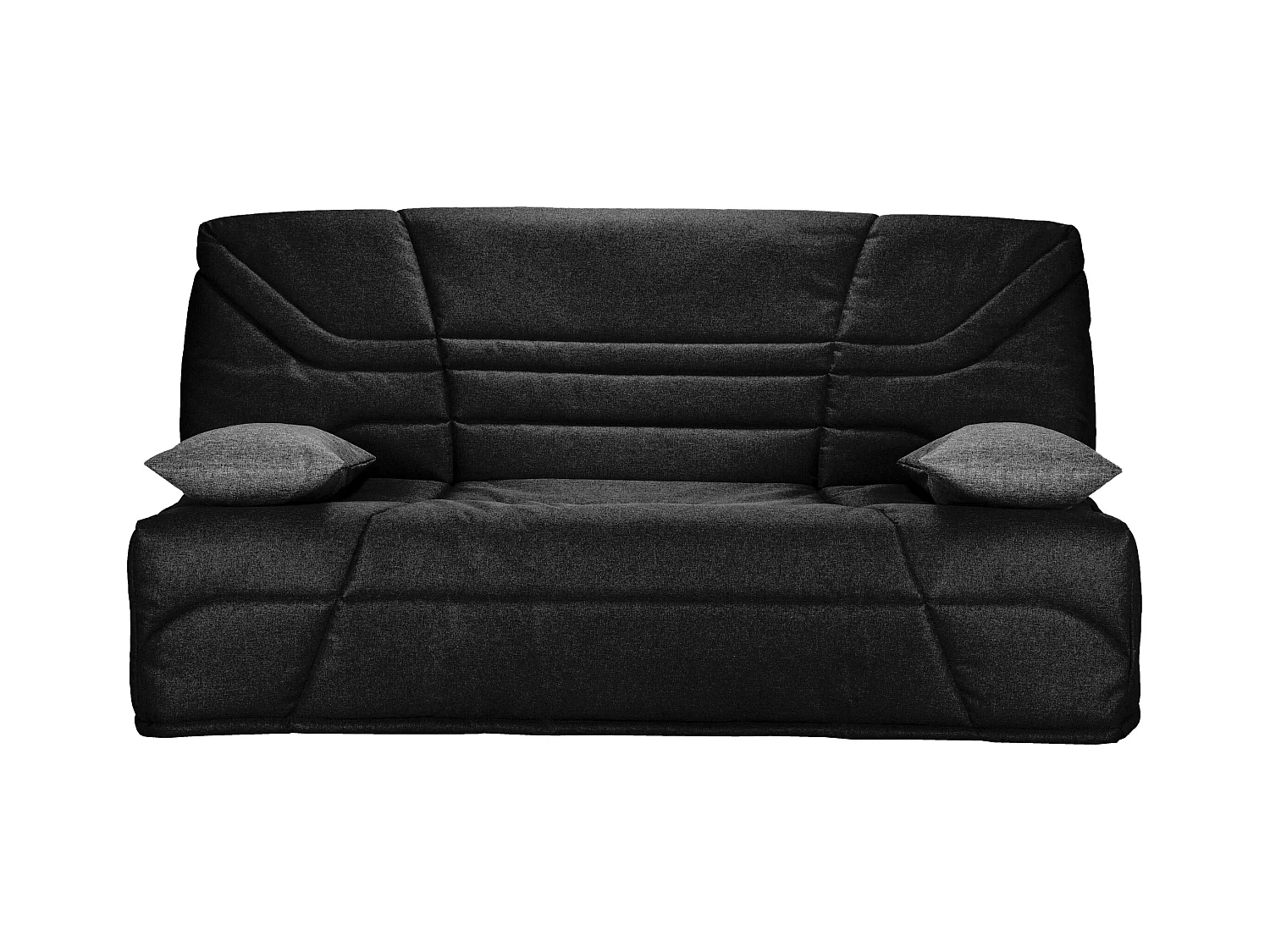 Banquette clic clac tissu 130x190 matelas Starbed 13cm avec coffre de rangement Raka-Couleur Gris foncé chiné