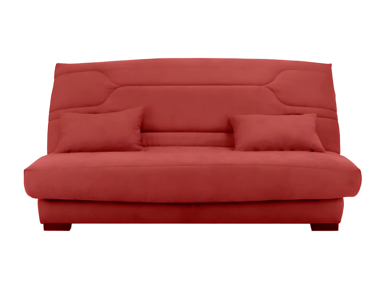 Canapé clic clac tissu avec rangement matelas Bultex 15cm Balkoa 207cm-Couleur Rouge cerise
