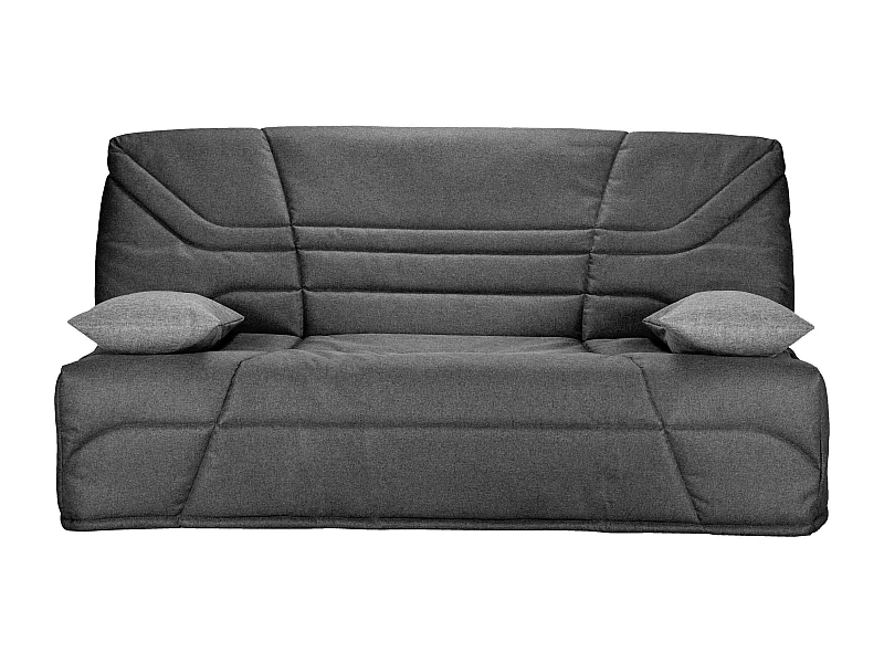 Banquette clic clac tissu 130x190 matelas Starbed 13cm avec coffre de rangement Raka-Couleur Gris clair chiné