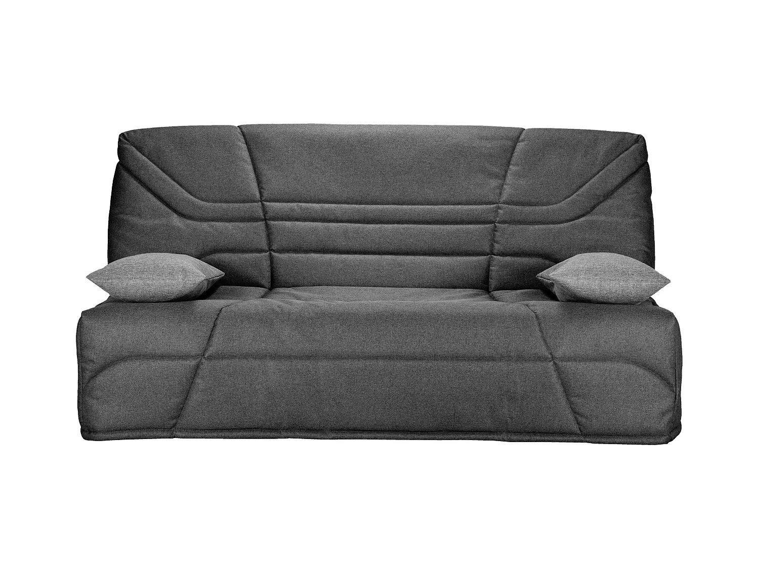 Banquette clic clac tissu 130x190 matelas Starbed 13cm avec coffre de rangement Raka-Couleur Gris clair chiné