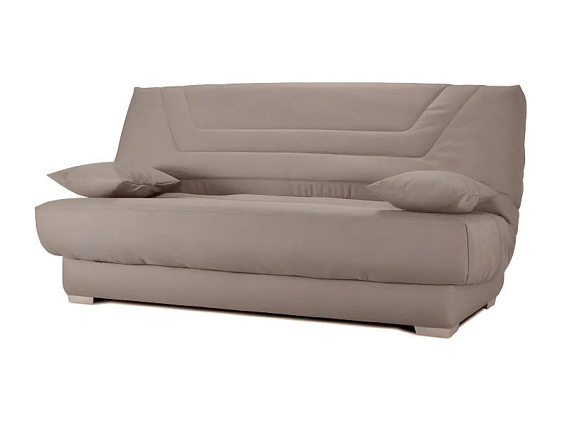 Canapé clic clac tissu avec rangement matelas Bultex 20cm Sabor 193cm-Couleur Marron clair