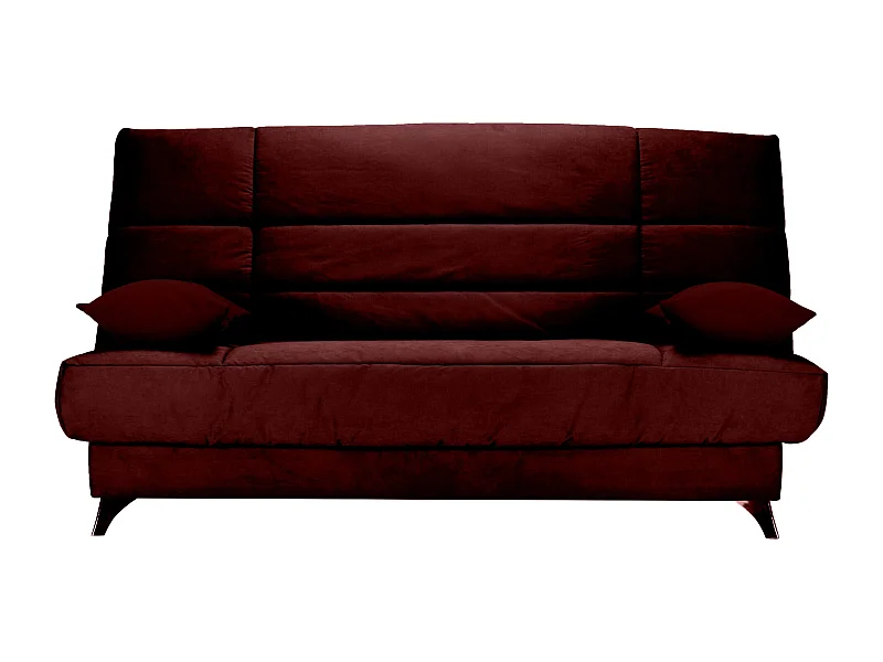 Banquette Clic-clac tissu 130x190 matelas Bultex 14cm avec rangement Belax-Couleur Bordeaux