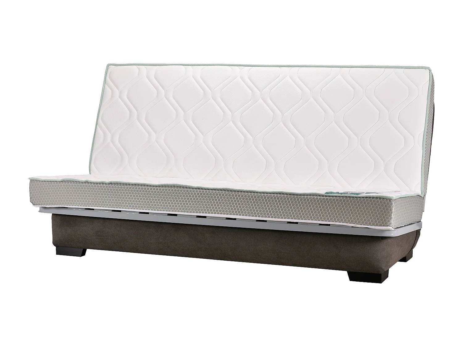 Canapé Clic Clac nouveau tissu avec coffre matelas Bultex 15cm Bianca 140x200-Couleur Gris Souris