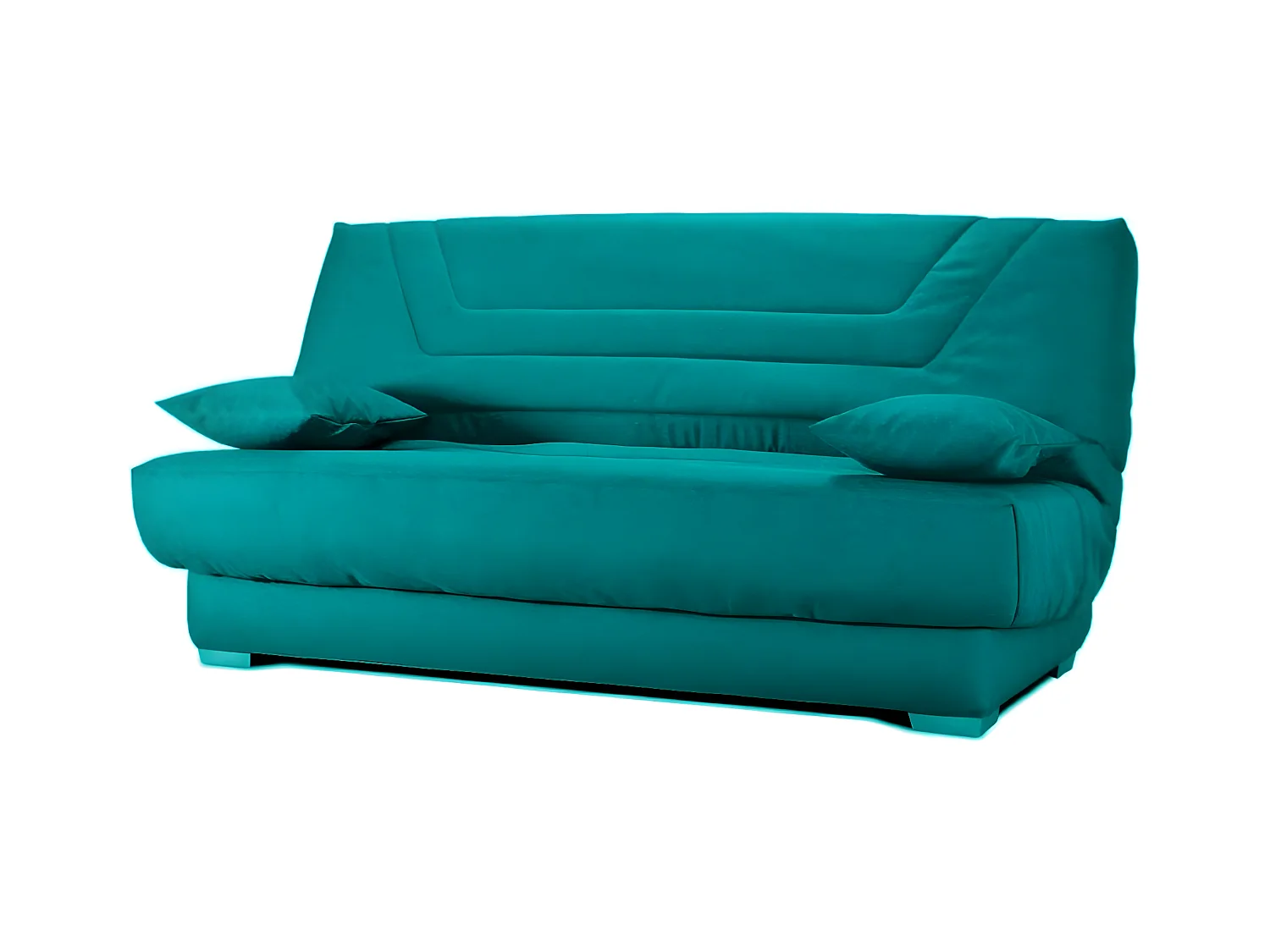 Canapé clic clac tissu avec rangement matelas Bultex 20cm Sabor 193cm-Couleur Bleu cyan