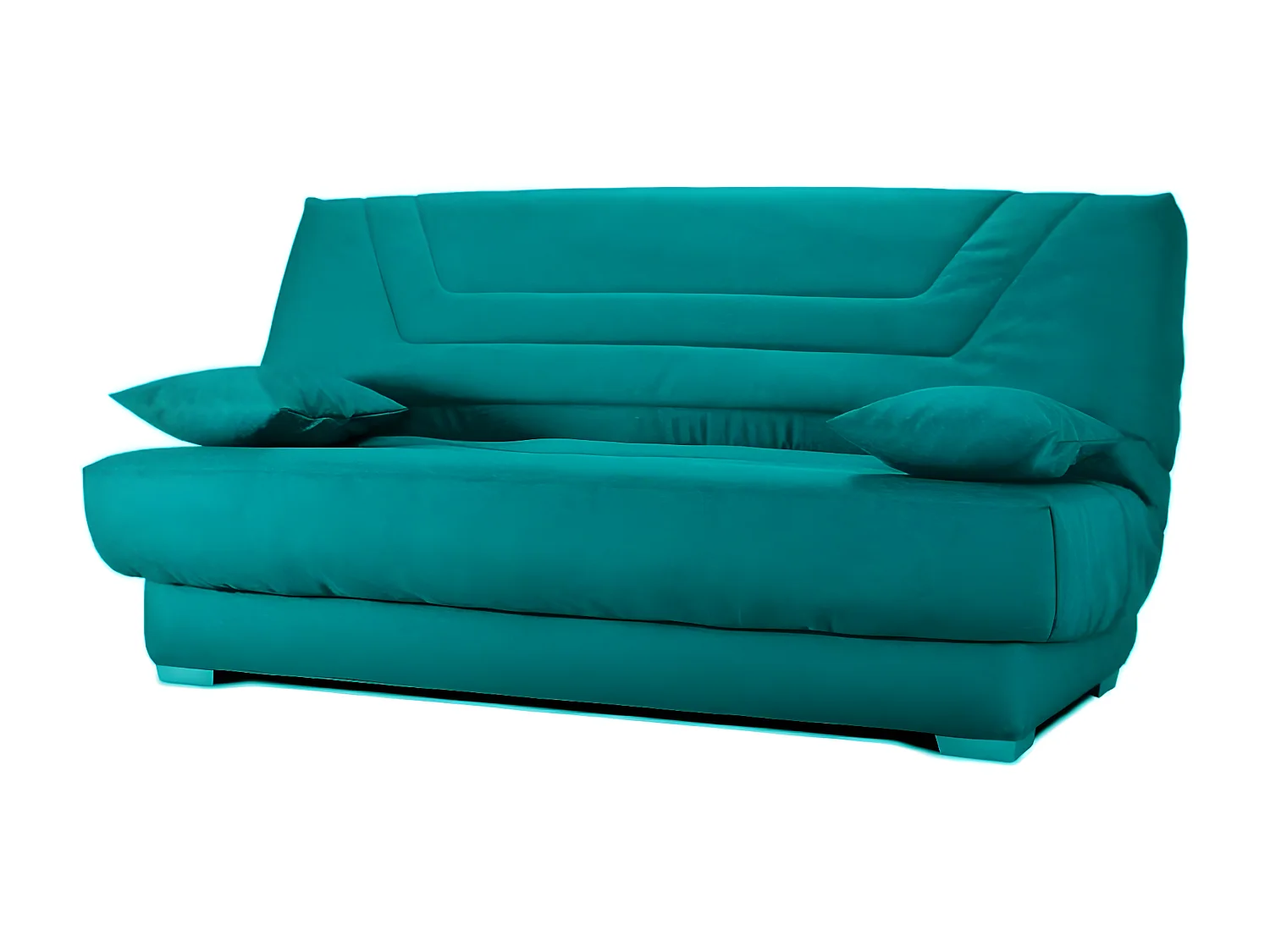 Canapé clic clac tissu avec rangement matelas Bultex 20cm Sabor 193cm-Couleur Bleu cyan