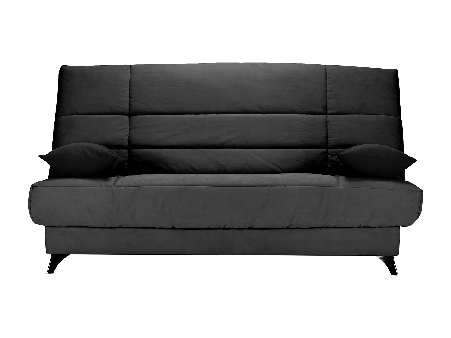 Banquette Clic-clac tissu 130x190 matelas Bultex 14cm avec rangement Belax-Couleur Gris foncé chiné