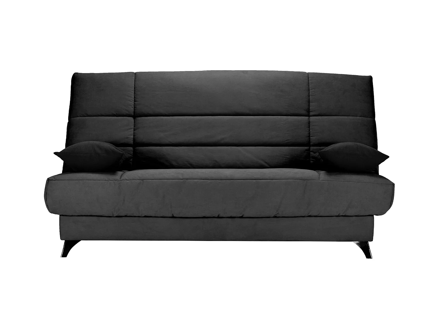 Banquette Clic-clac tissu 130x190 matelas Bultex 14cm avec rangement Belax-Couleur Gris foncé chiné