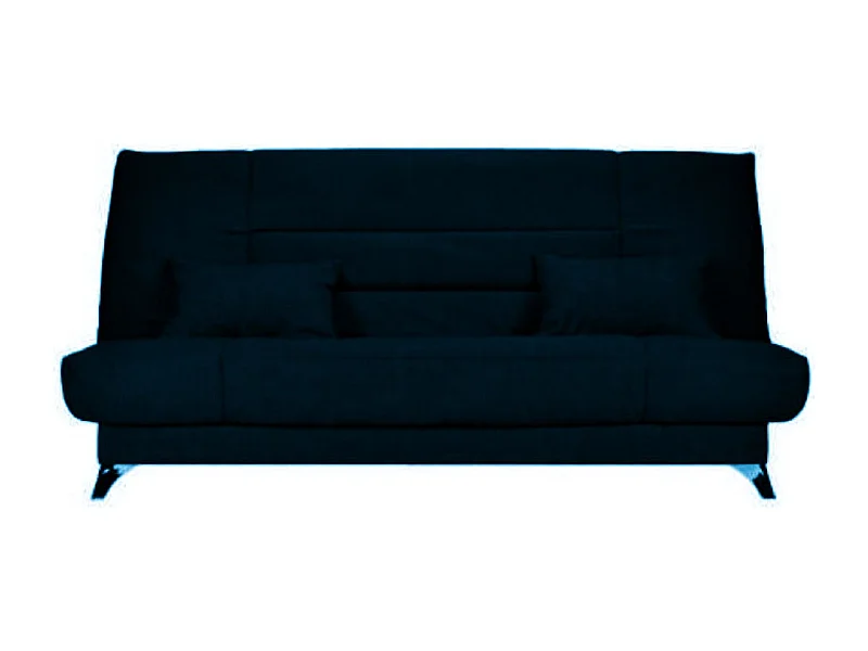 Banquette Clic-clac tissu 130x190 matelas Starflex 13cm avec rangement Kalix-Couleur Bleu foncé