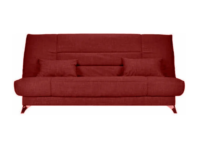 Banquette Clic-clac tissu 130x190 matelas Starflex 13cm avec rangement Kalix-Couleur Rouge cerise