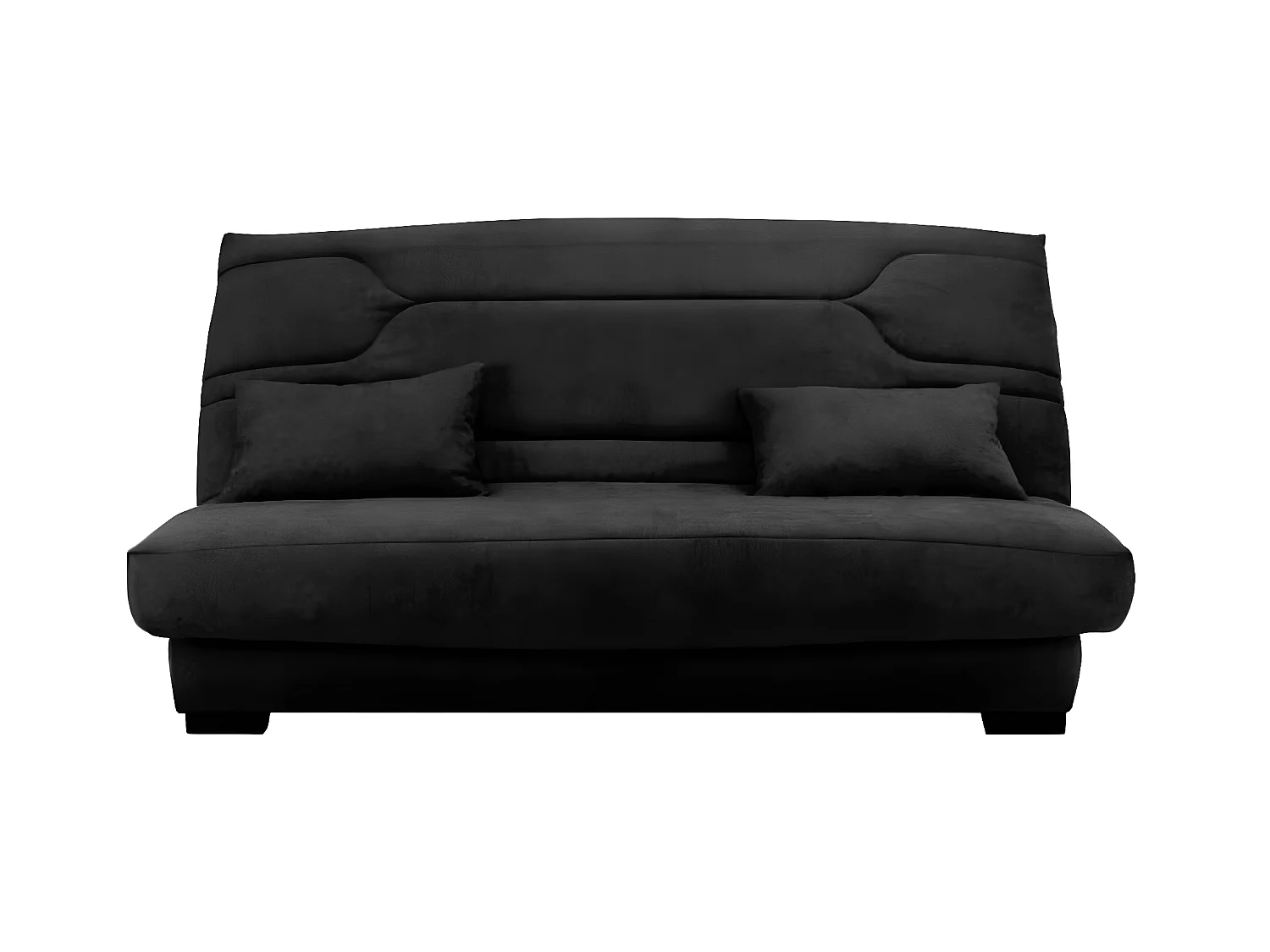 Canapé clic clac tissu avec rangement matelas Bultex 15cm Balkoa 207cm-Couleur Gris foncé chiné