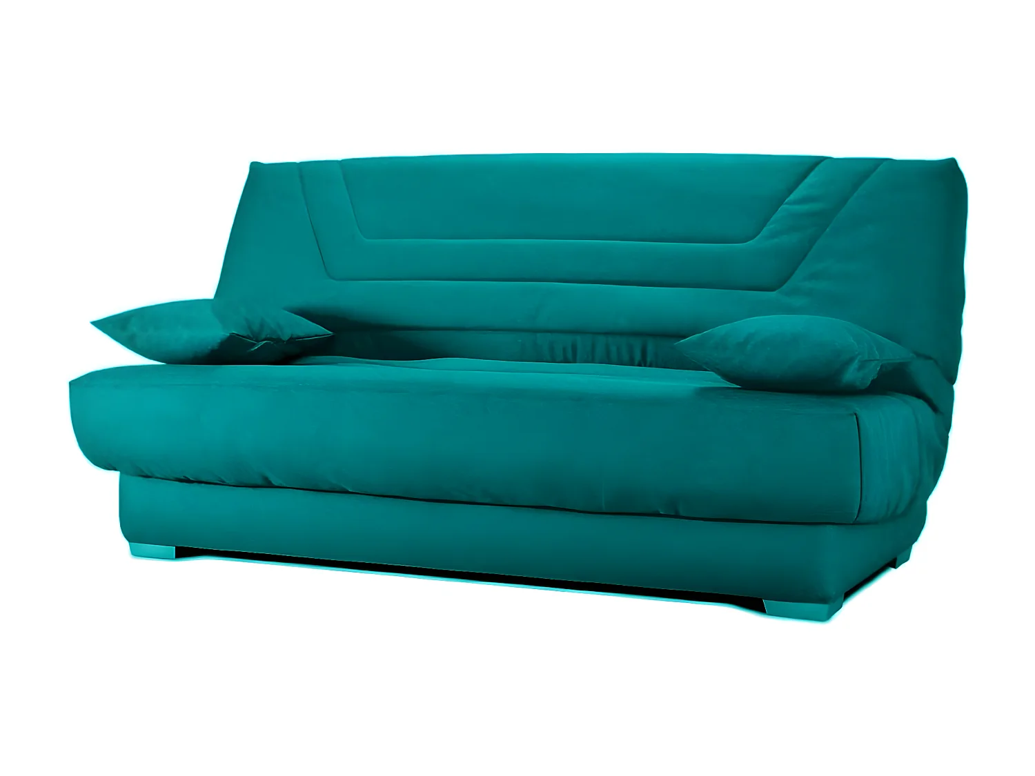 Canapé clic clac tissu avec rangement matelas Bultex 20cm Sabor 193cm-Couleur Vert emeraude